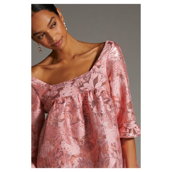 Eva Franco Anthropologie Pink Baby doll Bow Dress - Picture 3 of 4